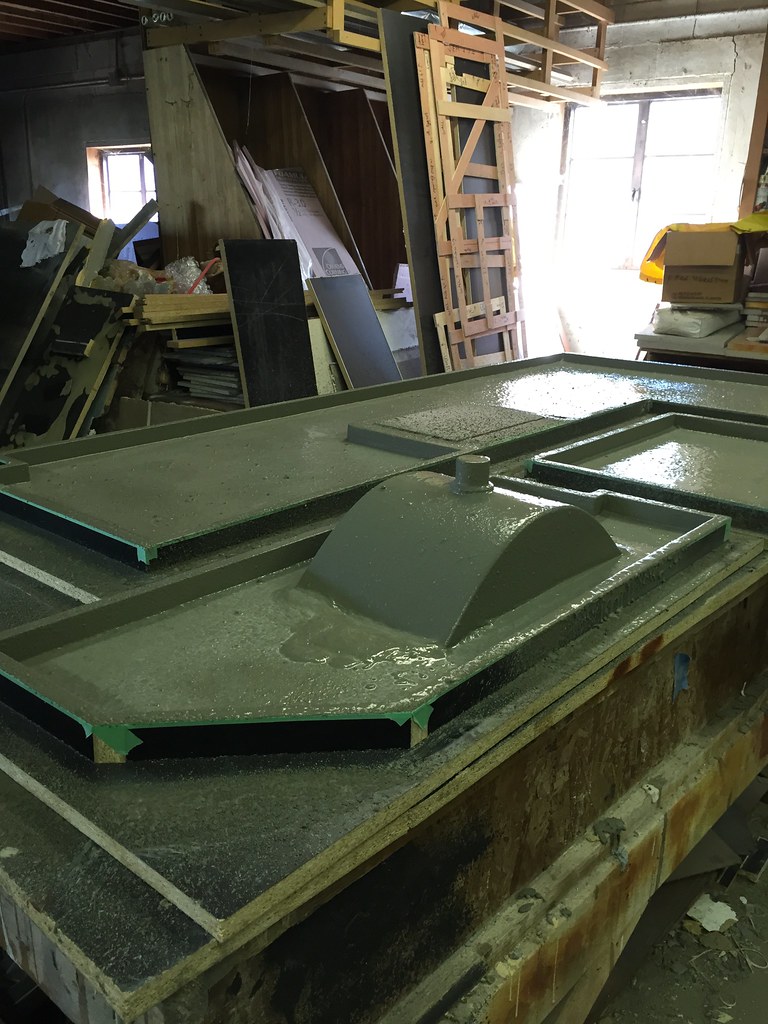 Pouring a concrete countertop with an integral sink for a house in Forest, VA Decorative