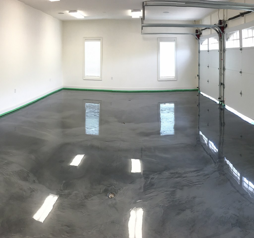 We poured a metallic epoxy garage floor today at Smith Mountain Lake. concrete 