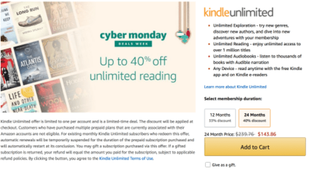 Give the Gift of Kindle Unlimited For Up to 40 Off via KinjaDeals