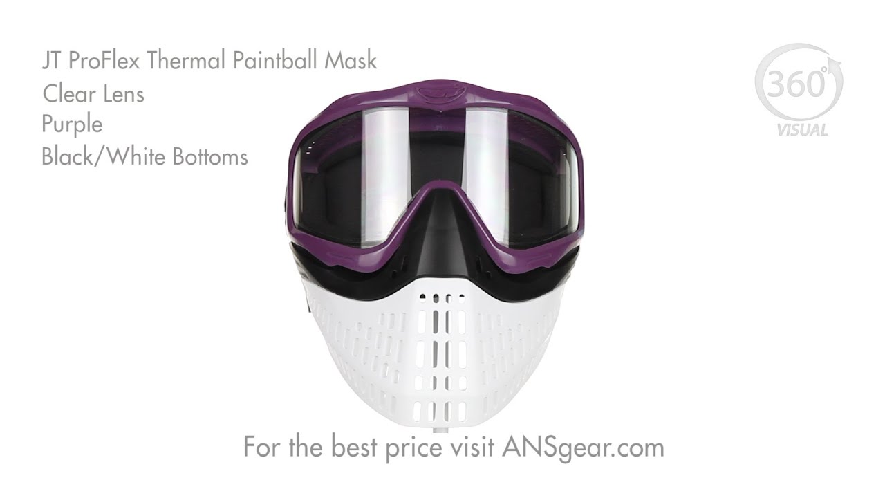 JT ProFlex Thermal Paintball Mask w Clear Lens Purple w Black White