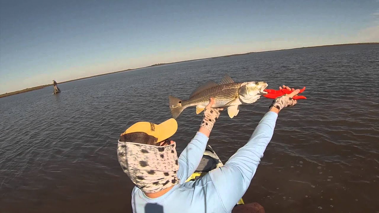 Galveston Bay Kayak Fishing Sight Casting Reds in January Fishing Bay