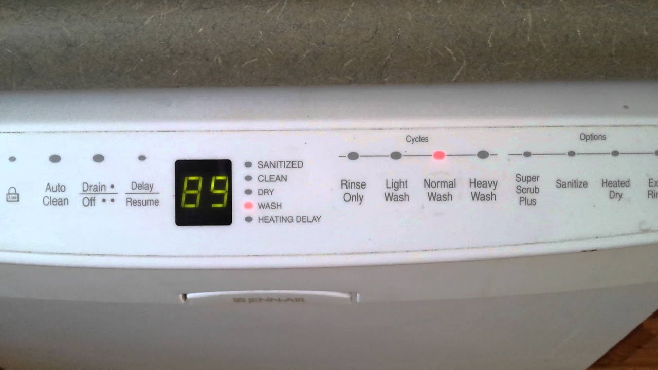 JennAir Dishwasher problem stuck at end of cycle Running Camp