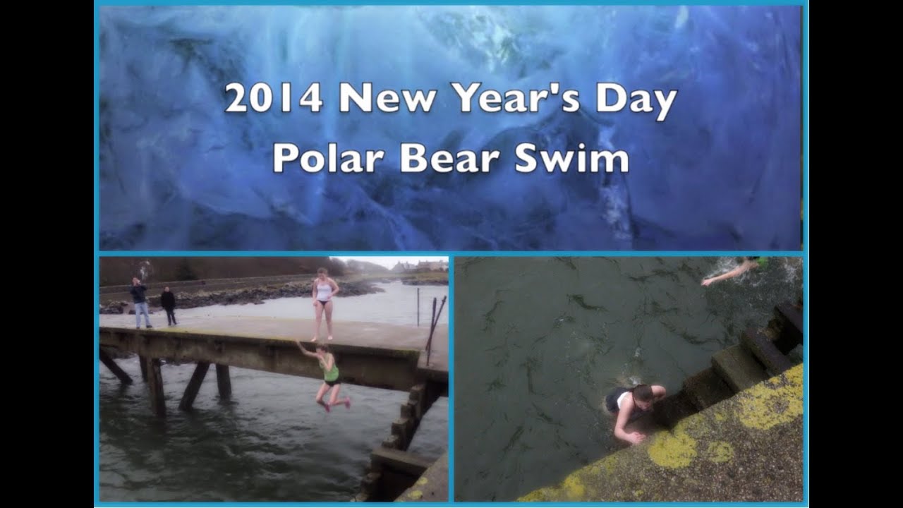 2014 Polar Bear Plunge New Year s Day Haley amp Bronwen Swimming Bay