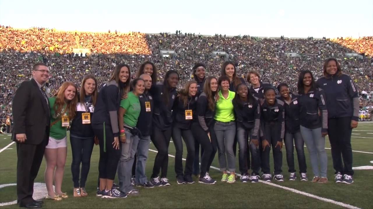 ND WBB On The Field Ceremony Football Board