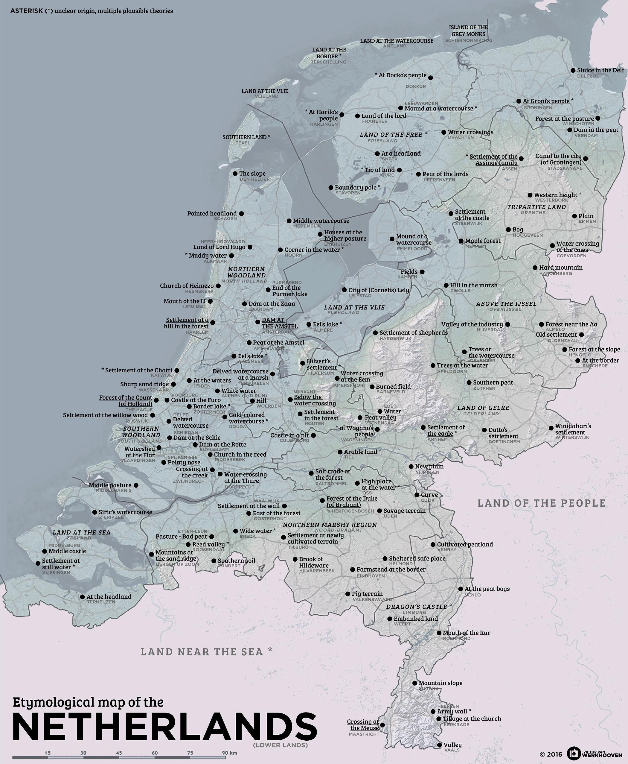 Kaart Engels Naar Kaart van Nederland, met steden en provincies vertaald naar Engels