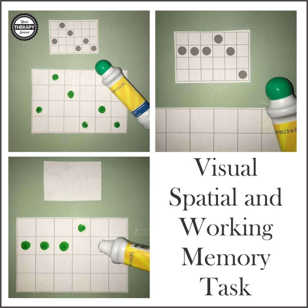 Visual Spatial and Working Memory Task Your Therapy Source www
