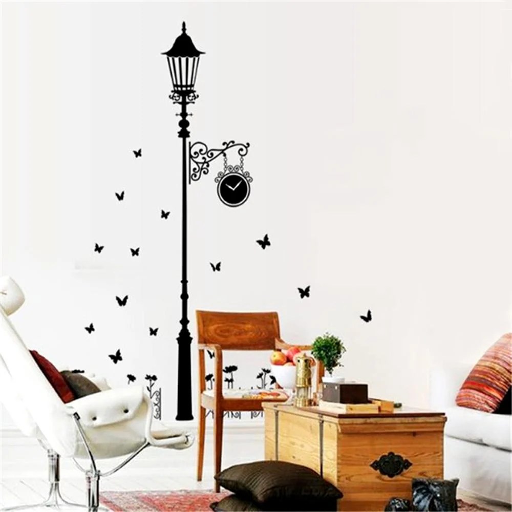 Street Black Lamp Wall Stickers