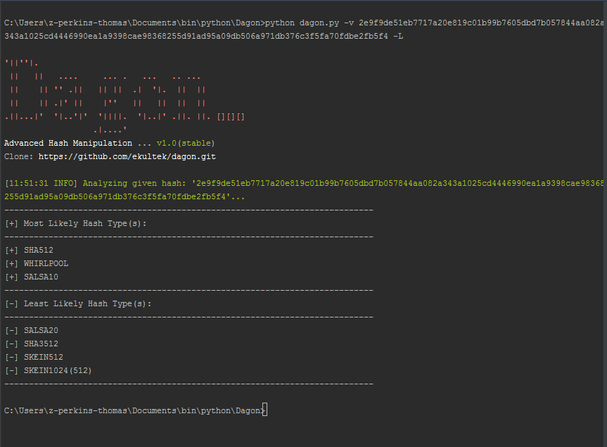 Dagon Advanced Hash Manipulation Tirate un ping