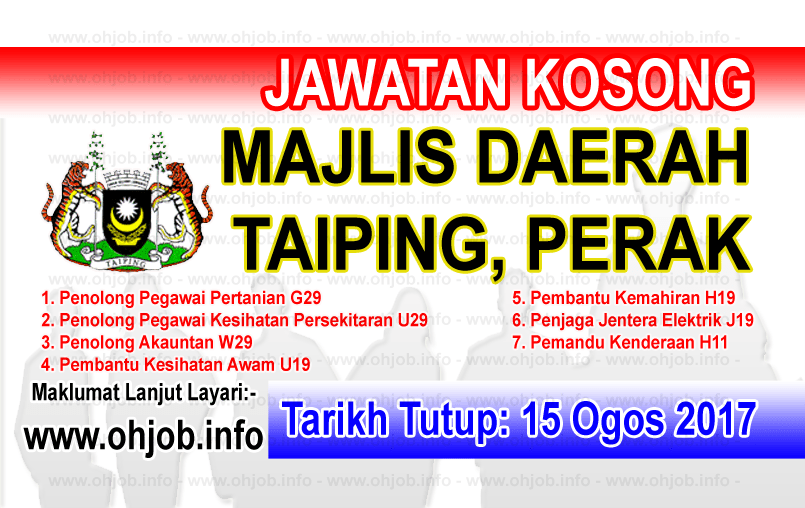 Kerja Kosong Majlis Perbandaran Taiping Terkini JAWATAN KOSONG