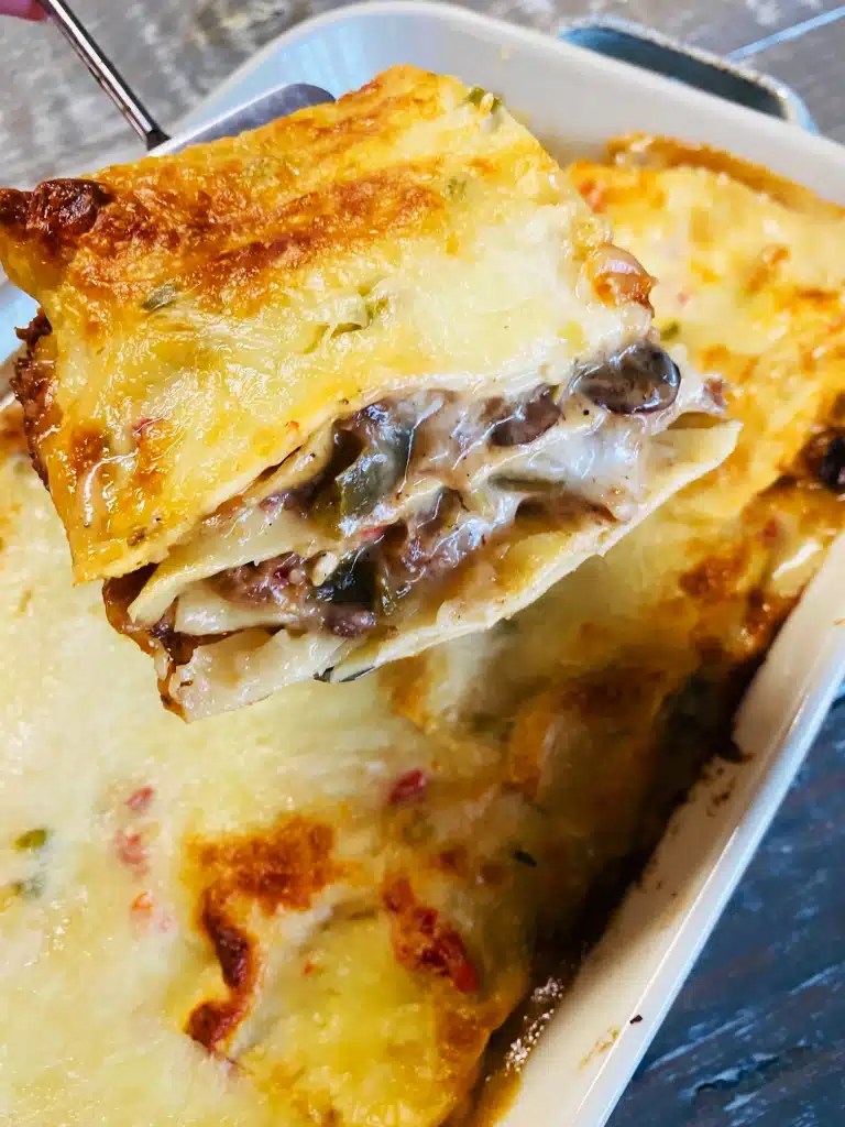 Traeger Philly Cheesesteak Lasagna If You Give a Girl a Grill