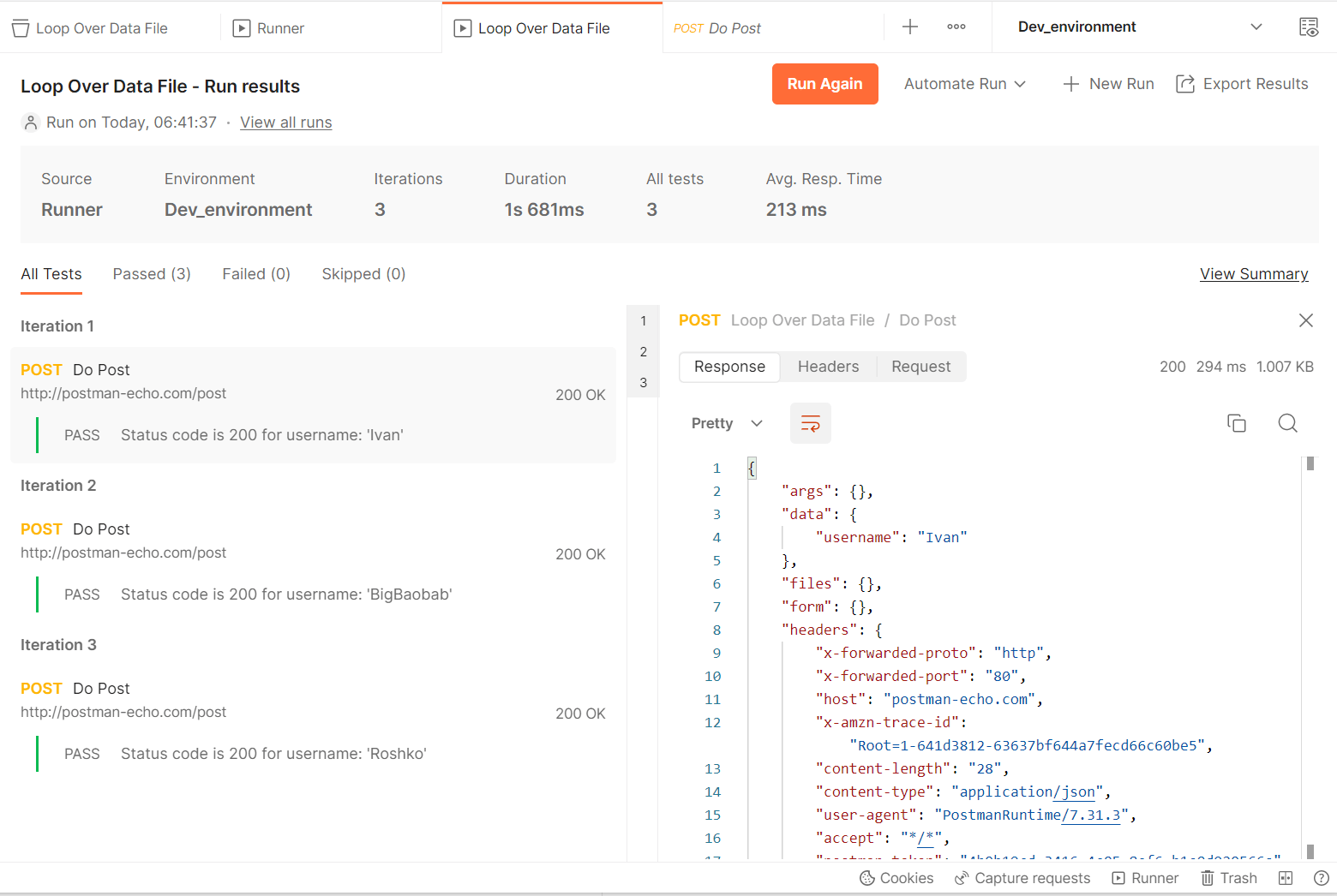 Execute Postman Request with Data File — Coding Gems Collection