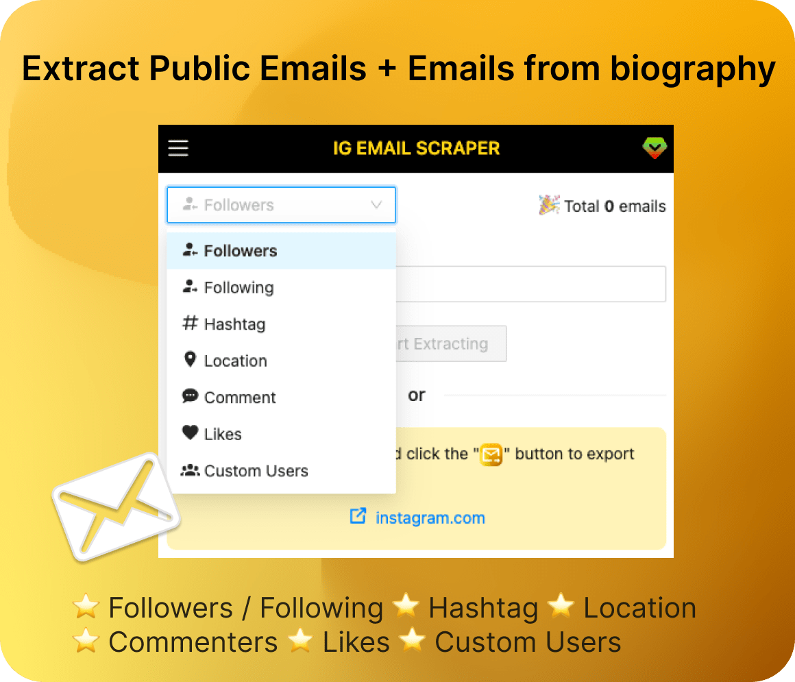 IG Email Scraper Extract Email for Instagram in one click