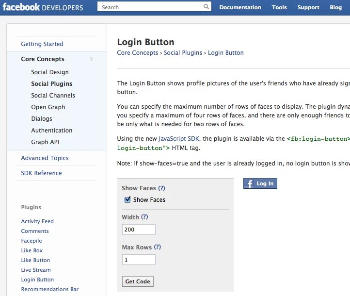 Facebook Social Login Button Helping sites