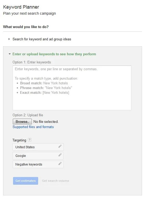 How to Choose Match Type in Google Keyword Planner