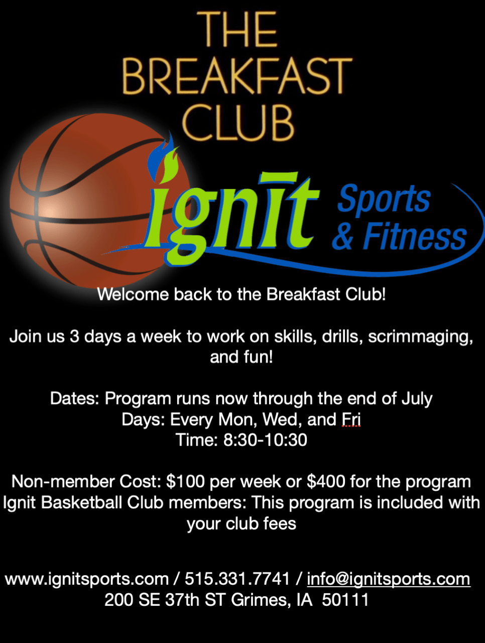 Basketball Breakfast Club 2021 Ignit Sports and Fitness