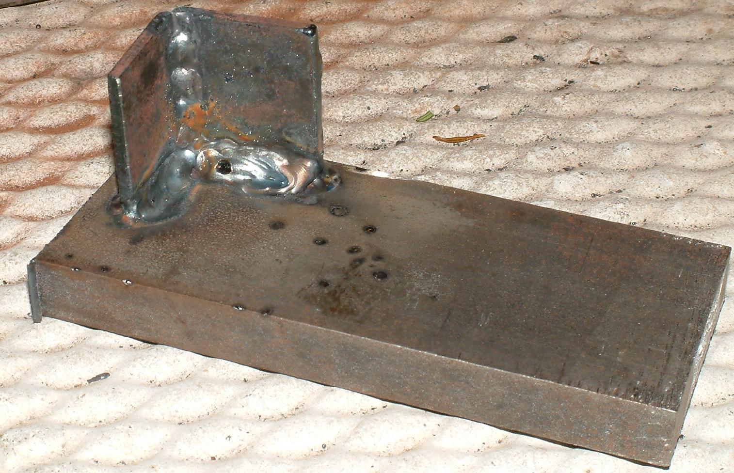 I tried to weld a 1/8" angle (which I also welded together) to 1/2