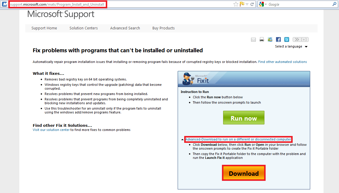 Program Install and Uninstall Troubleshooter in Windows