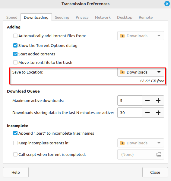 How To Change The Download Settings for Transmission in Linux Mint I