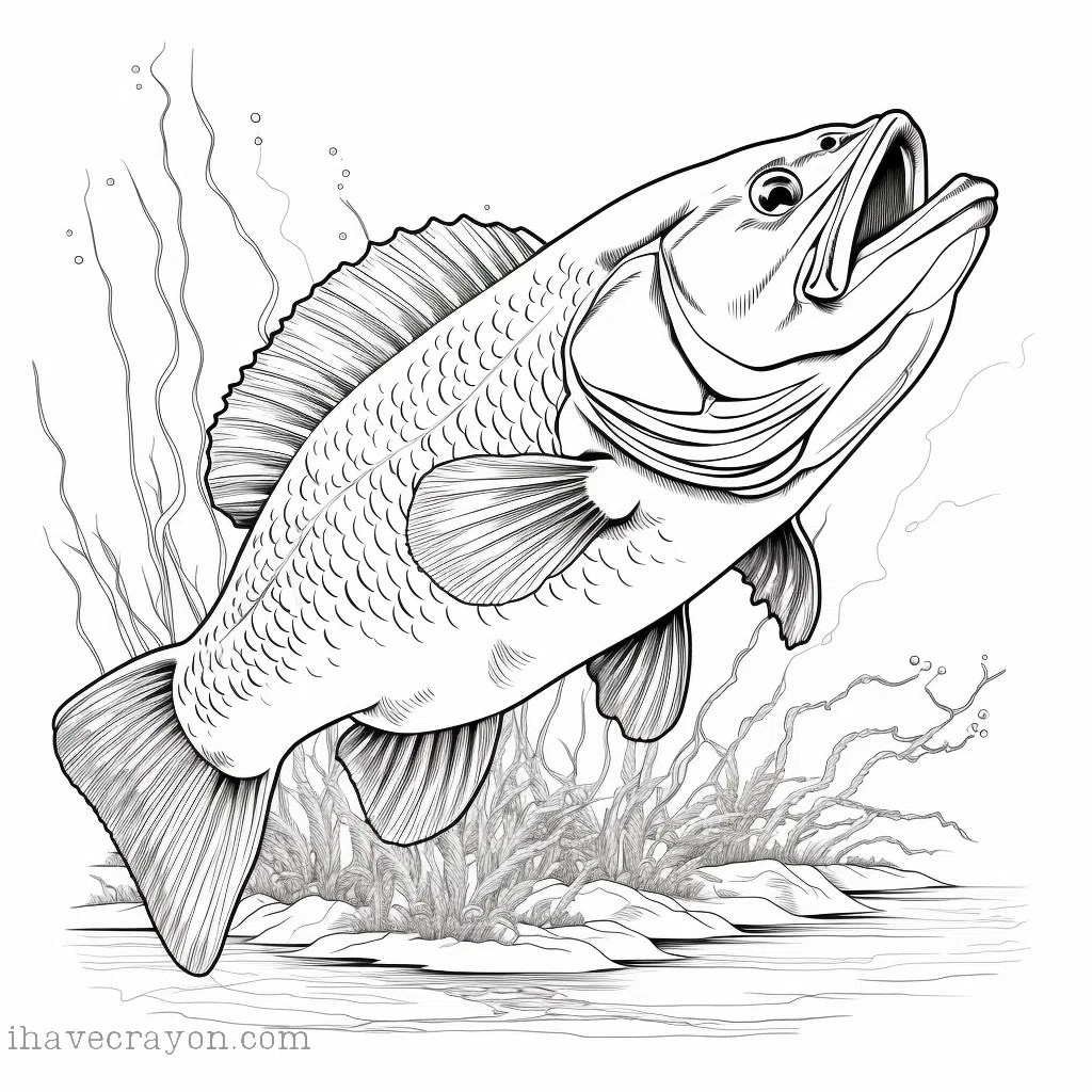 Bass Largemouth Coloring Pages Striped Printable Drawing Realistic
