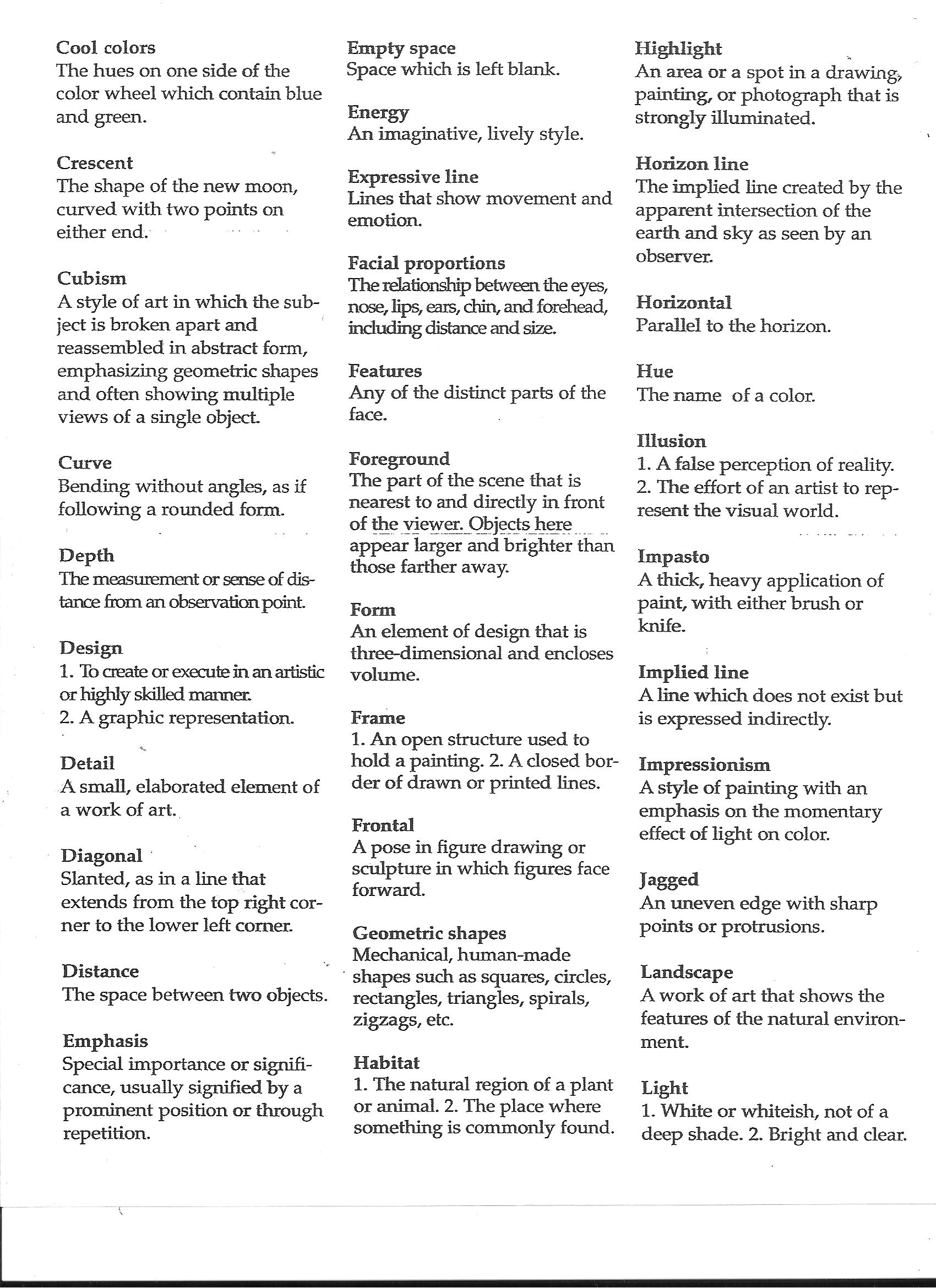 Glossary of Art Terminology Glossary of Art Terminology