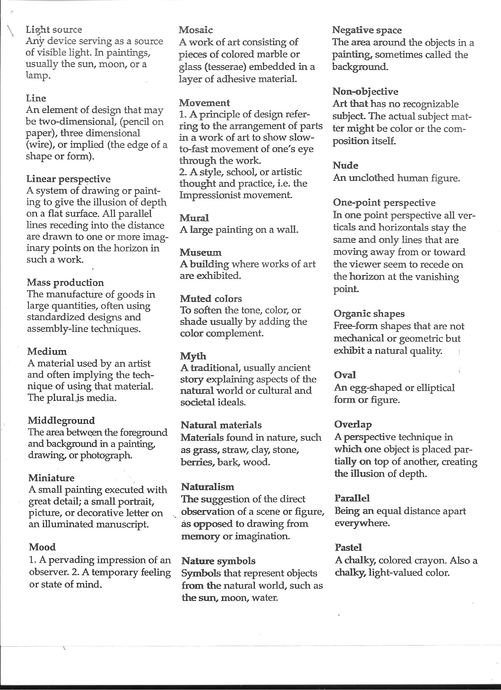 Glossary of Art Terminology Glossary of Art Terminology