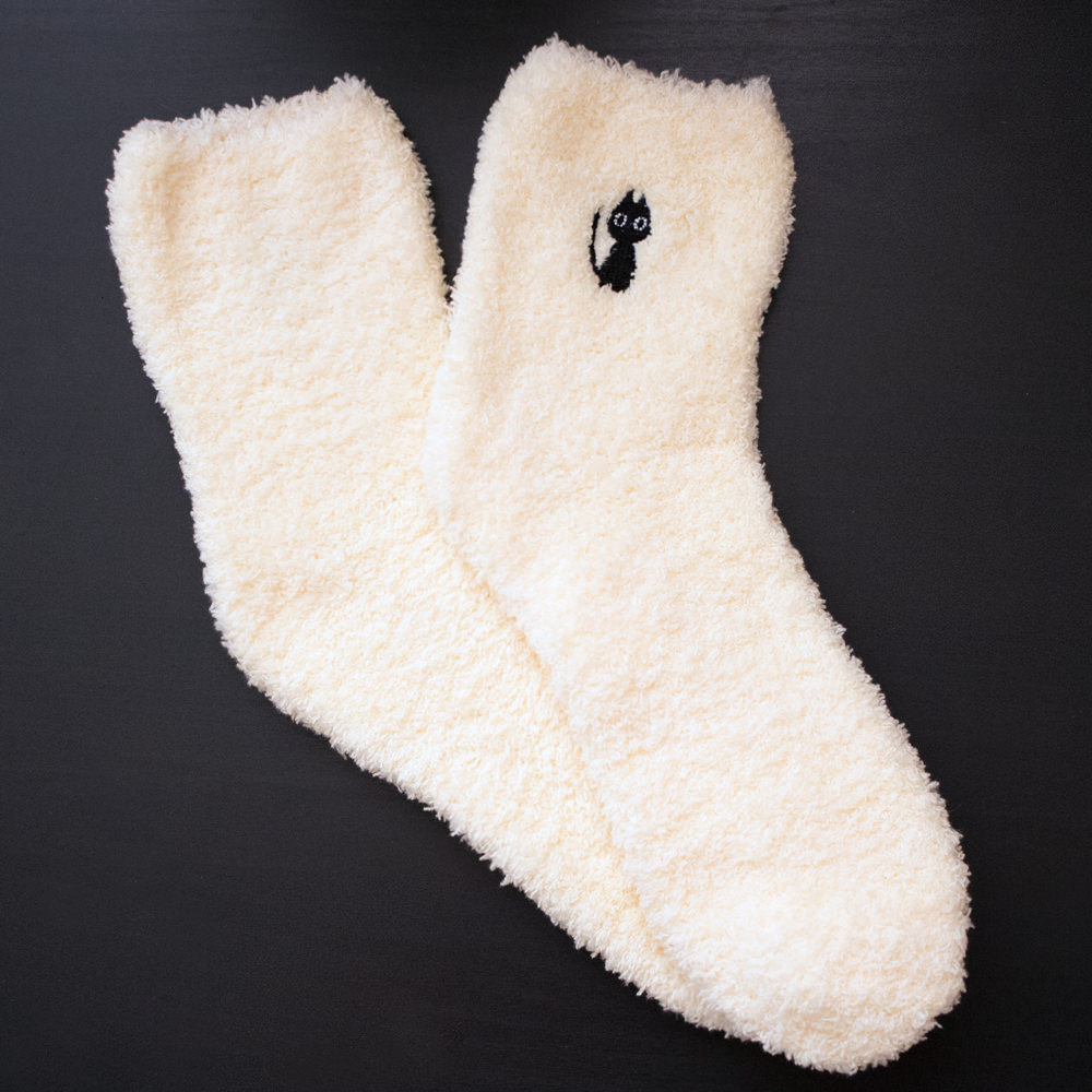 Embroidered Cat Fuzzy Socks