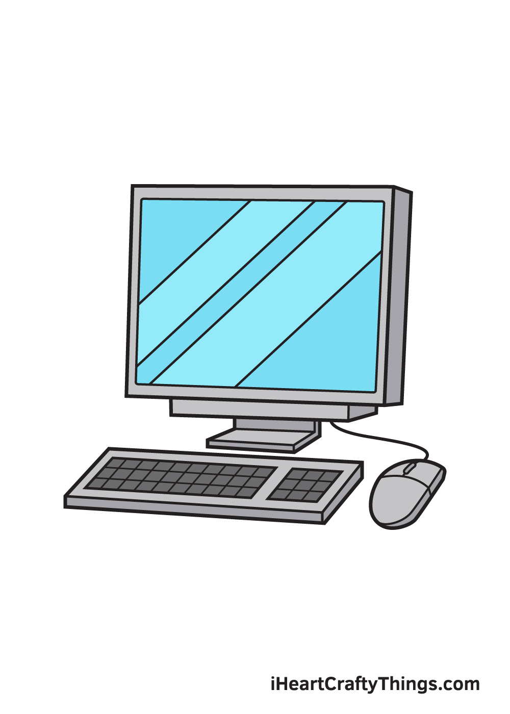 Computer Drawing — How To Draw A Computer Step By Step