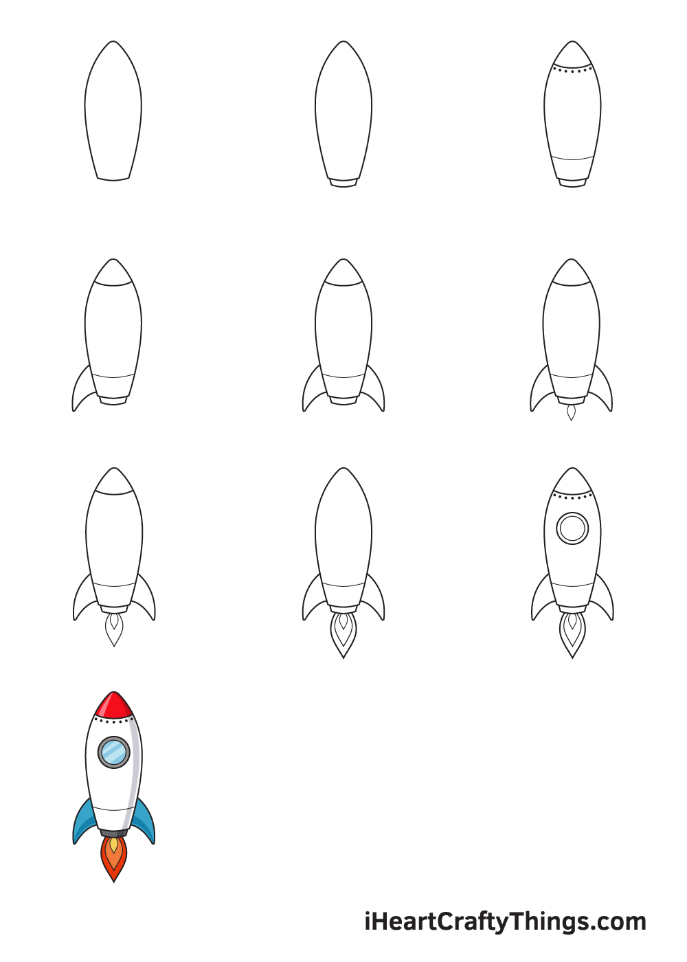 Rocket Drawing Easy Step By Step Drawing Kids Rocket Easy Draw Choose