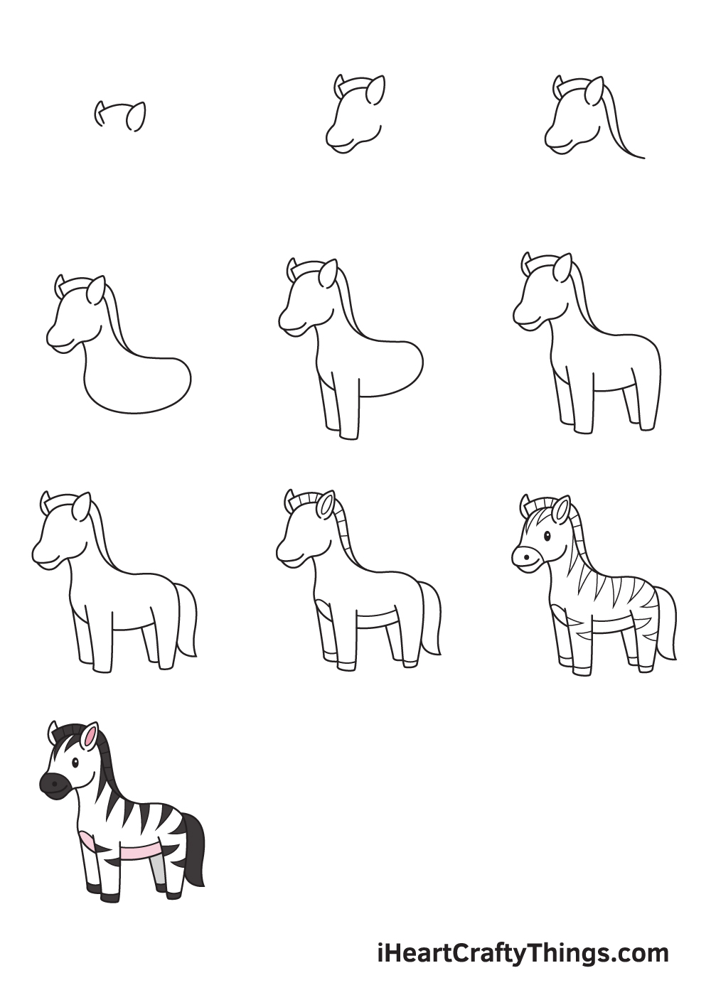 Zebra Drawing — How To Draw A Zebra Step By Step