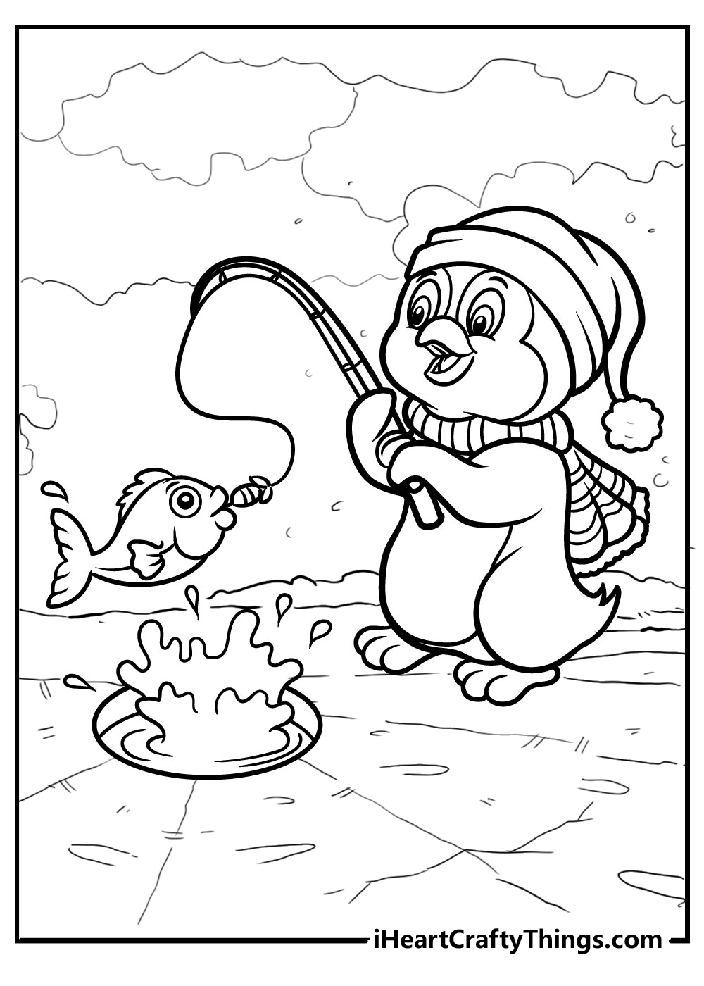 Ice Fishing Coloring Pages