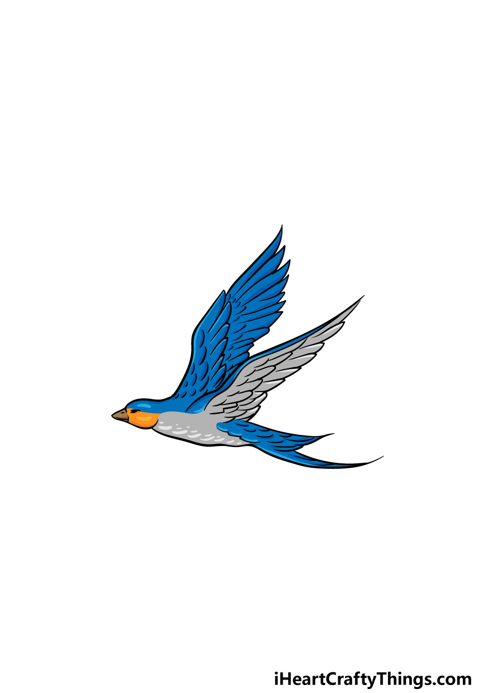 Flying Bird Drawing How To Draw A Flying Bird Step By Step