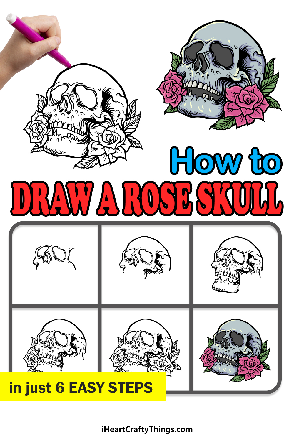 Easy Skull to Draw Easy Skull and Rose Drawing Baird Hunned