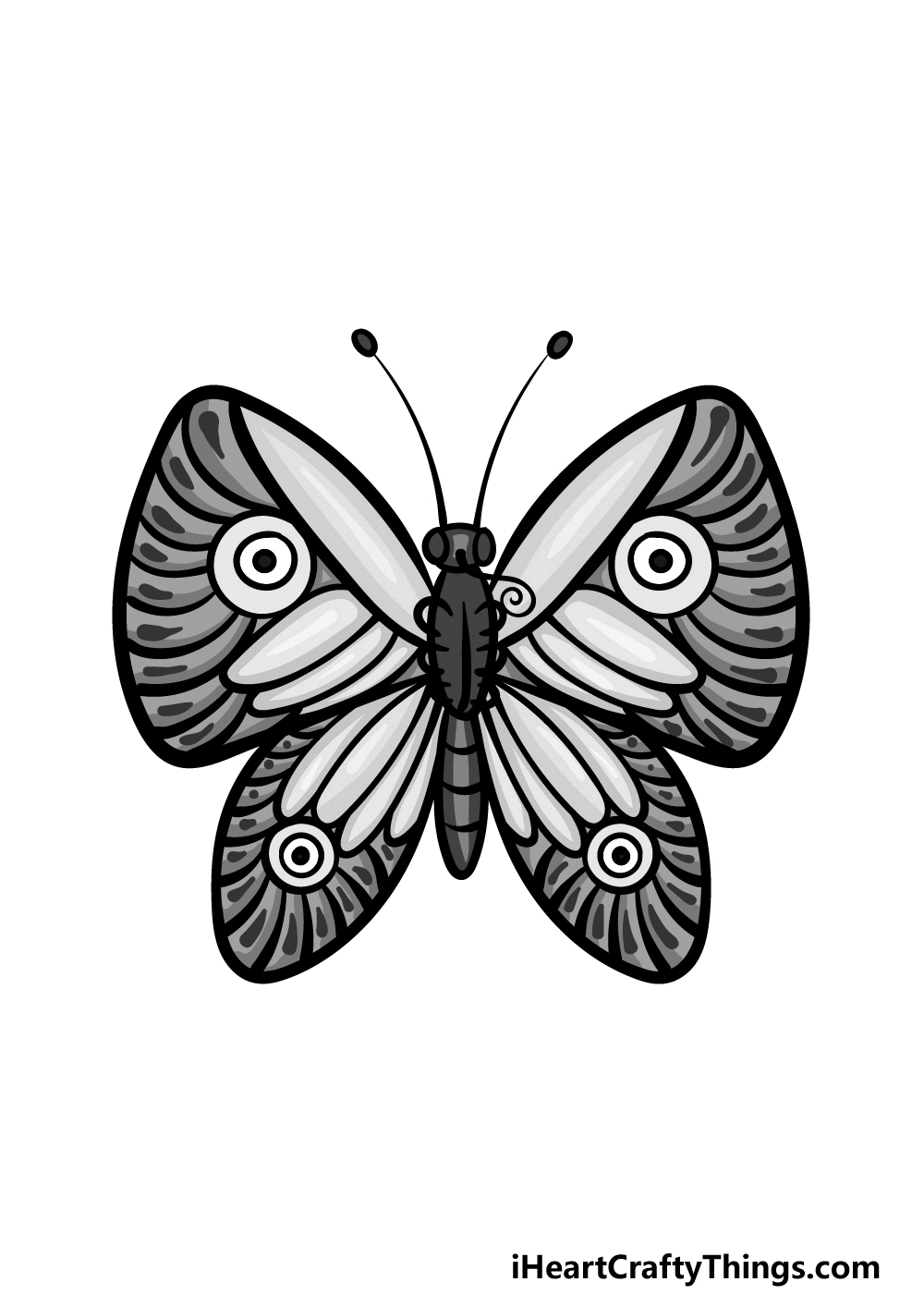 Simple Flying Butterfly Drawing