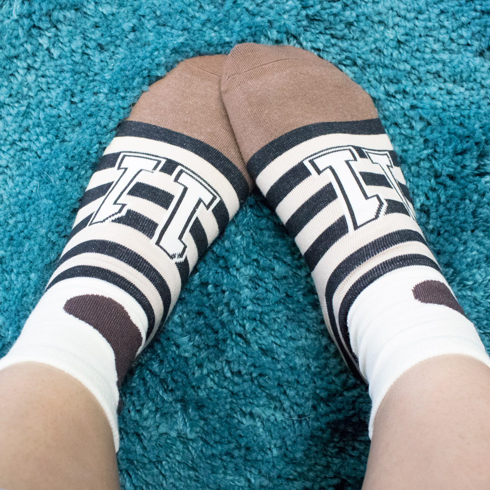 Ivory Brown Dog Ear Socks