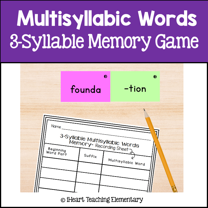 Multisyllabic Words Game 3 Syllables