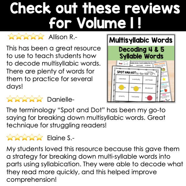 Decoding Multisyllabic Words Activities - Words with 4 and 5 Syllables