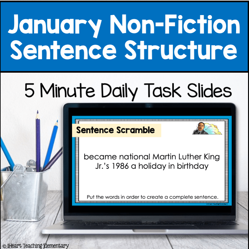 Winter Nonfiction Sentence Structure Daily Tasks for January - iHeart