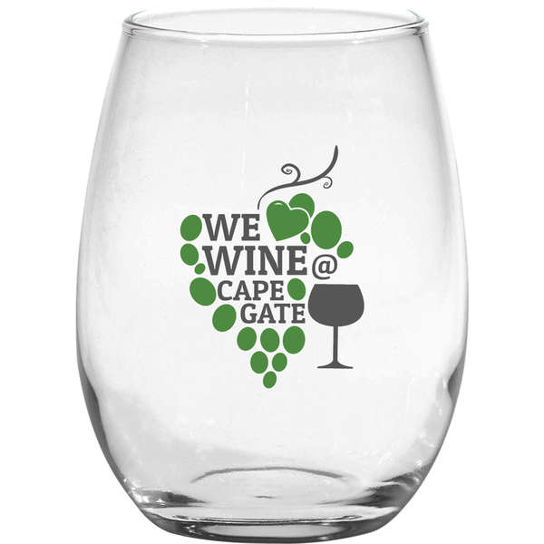 15 oz. Stemless White Wine Glass Screen Print Deluxe