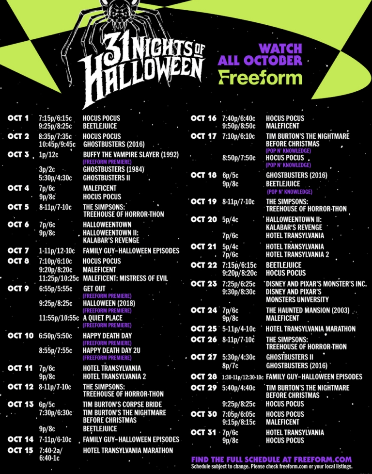 Freeform Announces "31 Nights of Halloween" Full Schedule
