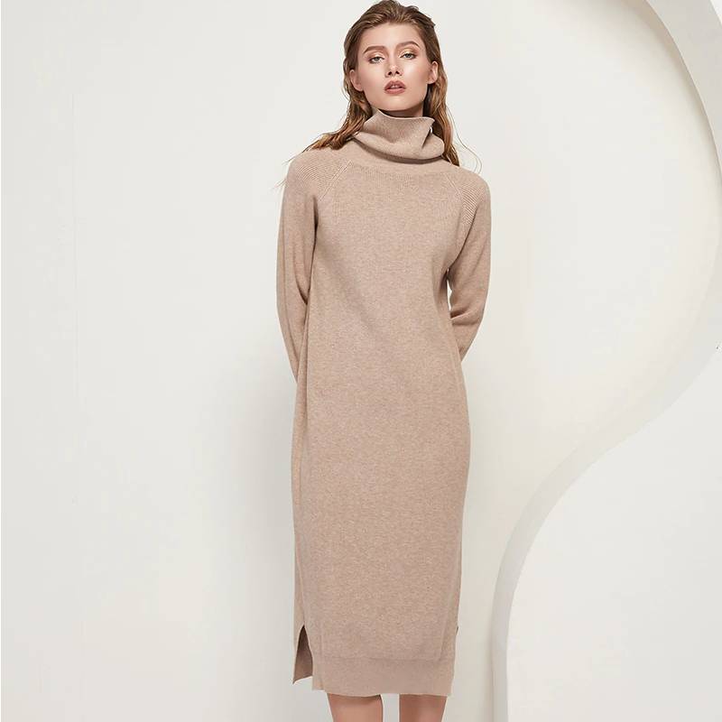 Women's Turtleneck Knitted Long Dress