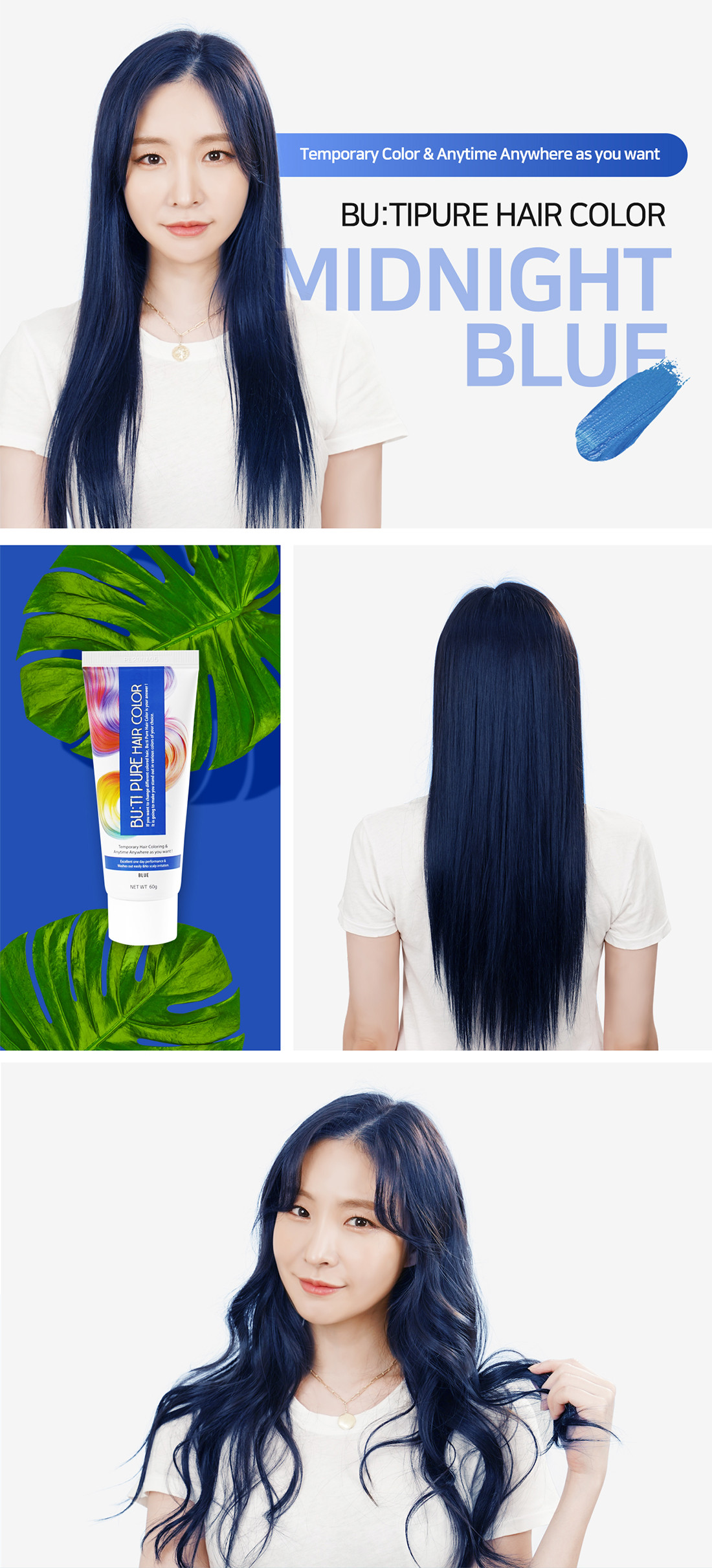Butipure Midnight Blue One Day Hair Color, 60gm