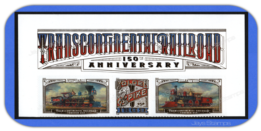 2019 TRANSCONTINENTAL RAILROAD Header Strip of 3 USPS Forever® MINT