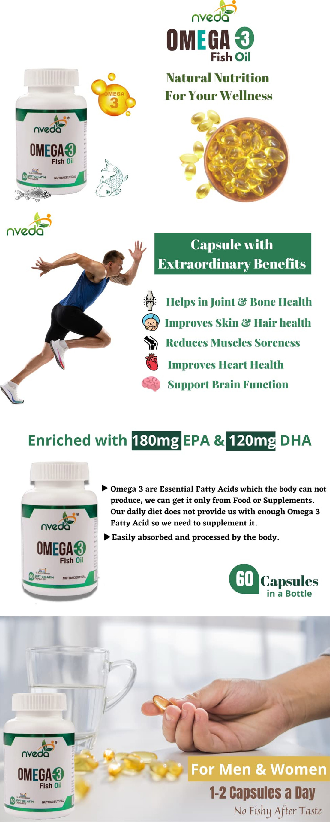 Buy Nveda Omega 3 Fish Oil 1000mg Omega 3 Pack of 2, 120