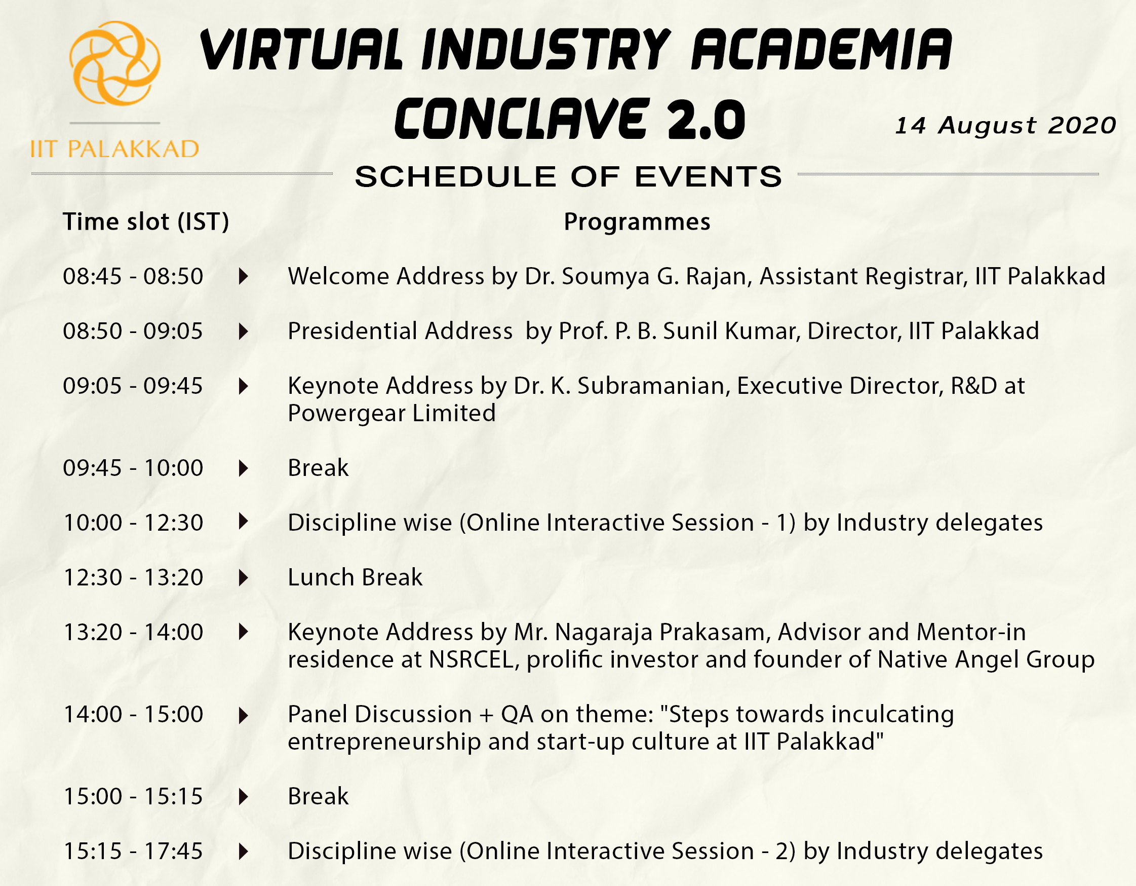 IndustryAcademia Conclave 2020 IIT Palakkad