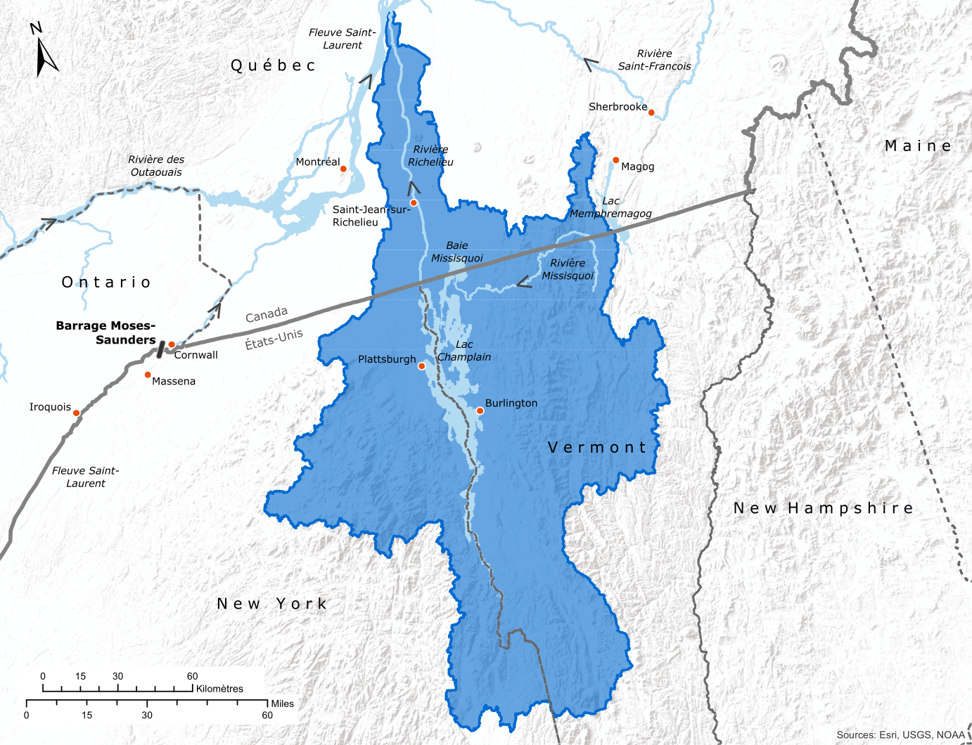 Lac Champlain Carte Quebec Groupe d'étude international du lac Champlain et de la rivière