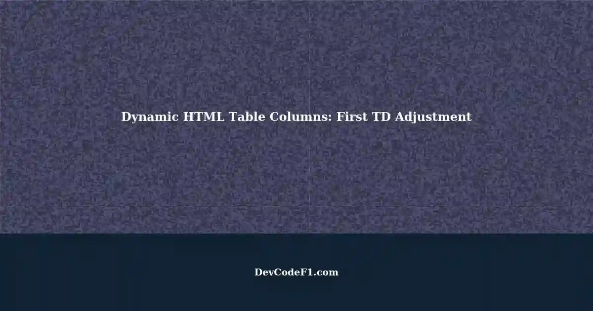 Adjusting the Width of Dynamic HTML Table Columns Getting Started with