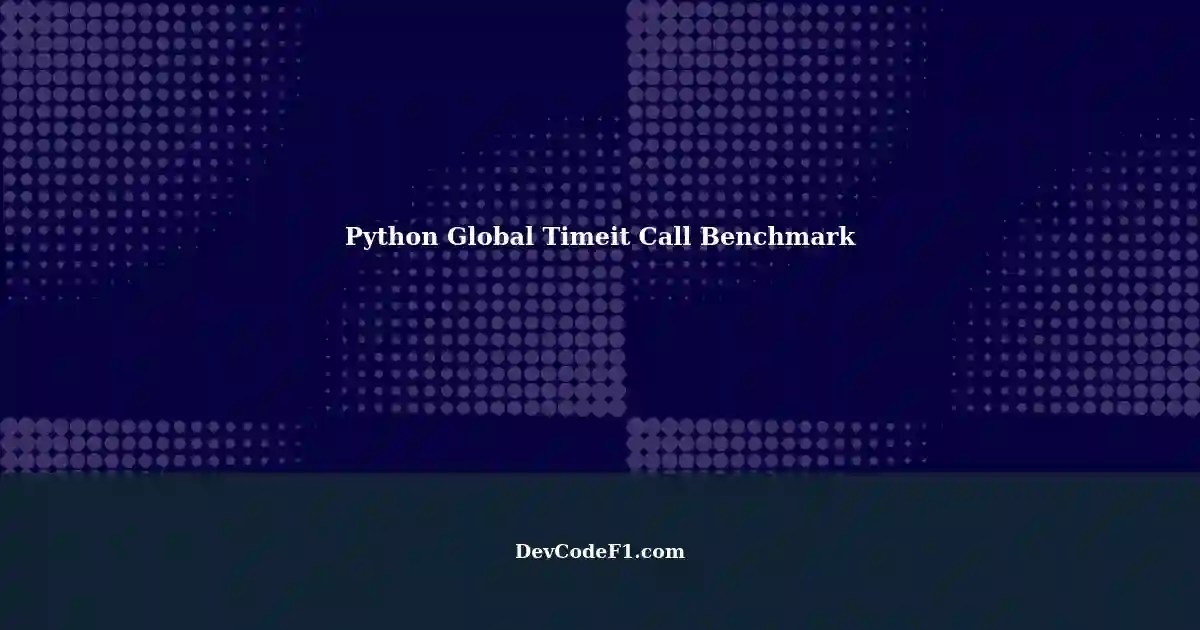 Defining Global Timeit Call in Python A Benchmarking Function