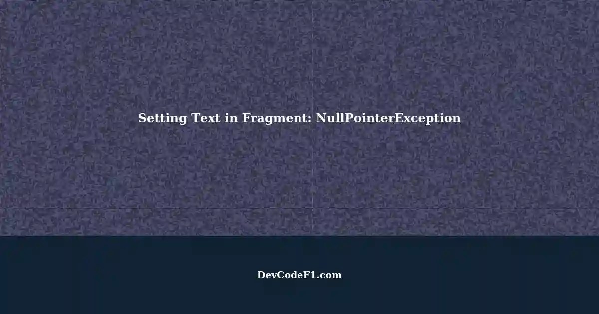 NullPointerException in setText method of Fragment TextView initialization