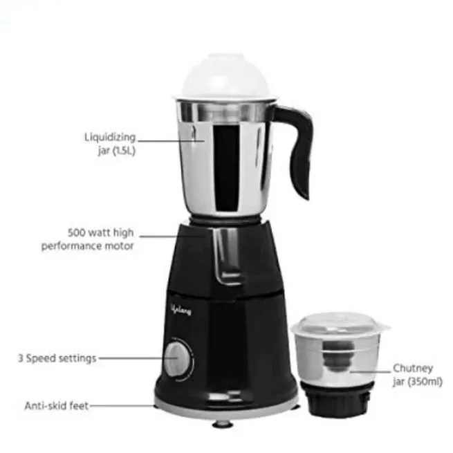 Moonair Mixer Grinder 3 Jar Black Mixer Grinder 500W MoonAir