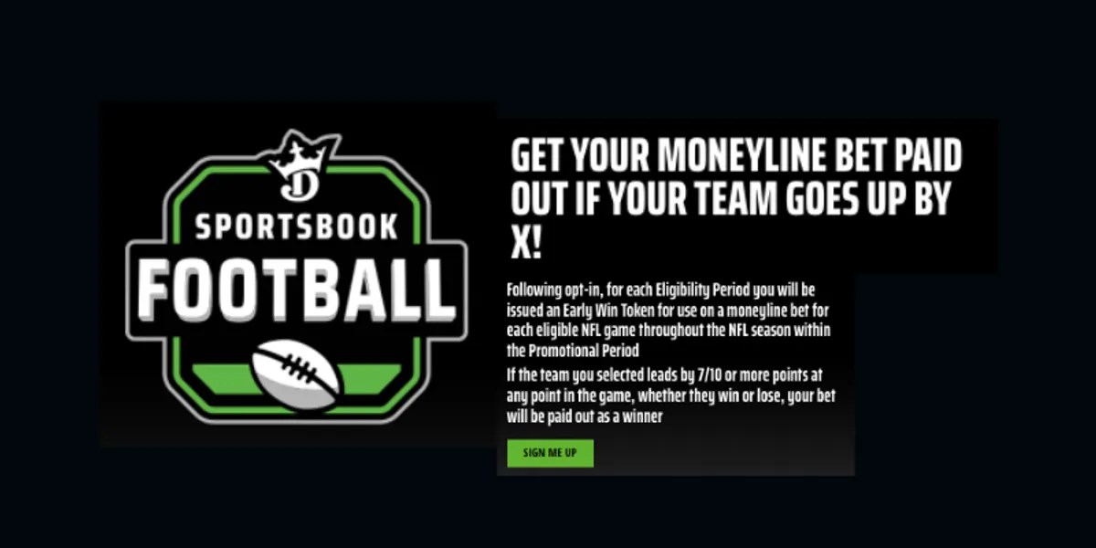DraftKings Sportsbook Moneyline Paid Out If Your Team Goes Up By X